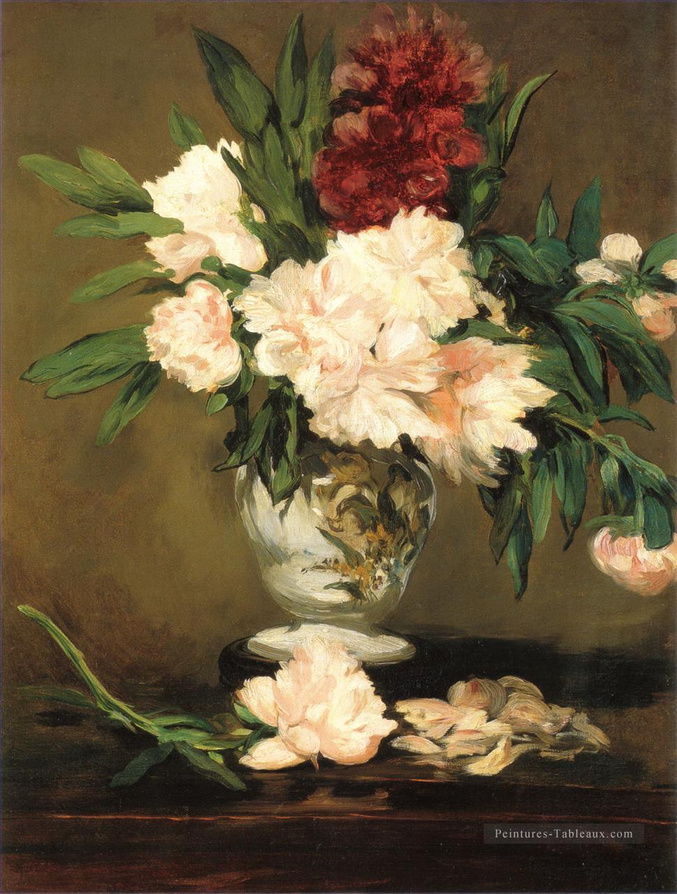 Pivoines dans un vase Eduard Manet Fleurs impressionnistes Peintures à l'huile